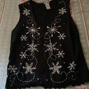 CB Career Black Bedazzled Vest sz. Petite small